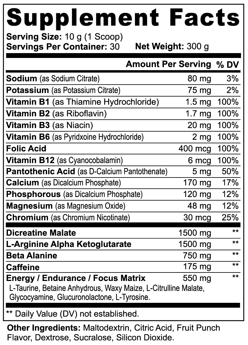 Performance Pre-Workout Powder (Fruit Punch)